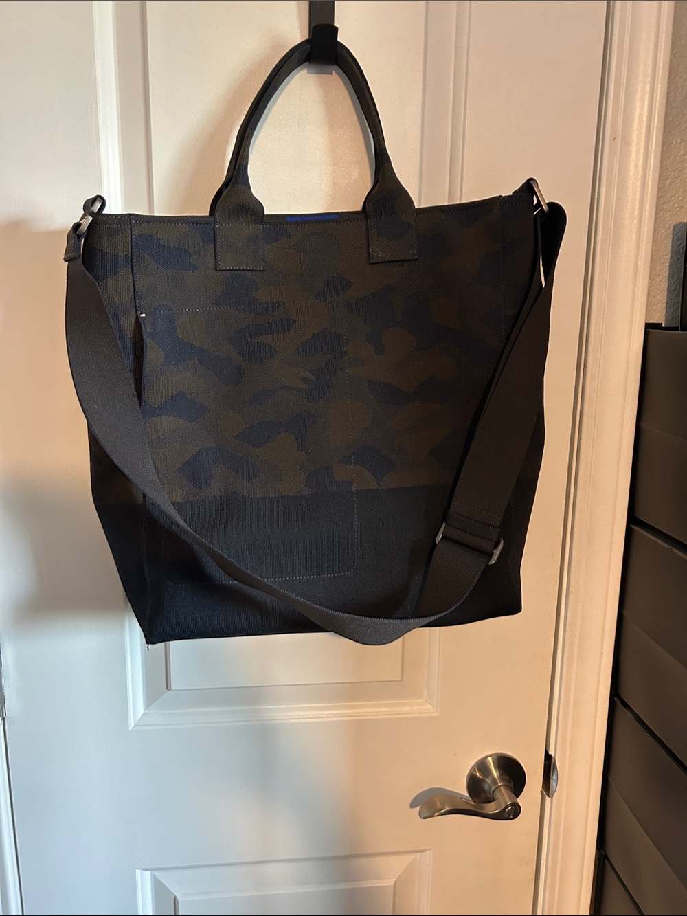 Rothy’s Canvas Tote Bag with Adjustable Strap - Black Green Camo